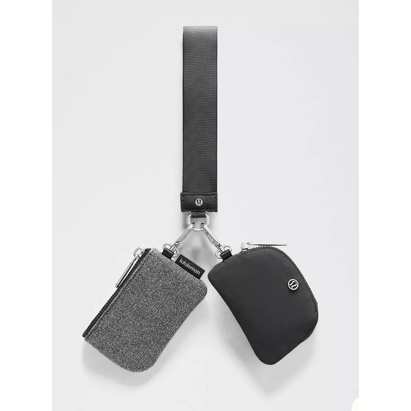 lululemon athletica Handbags - Lululemon Dual Pouch Wristlet Women OS Graphite Grey Glitter Silver Wallet Purse